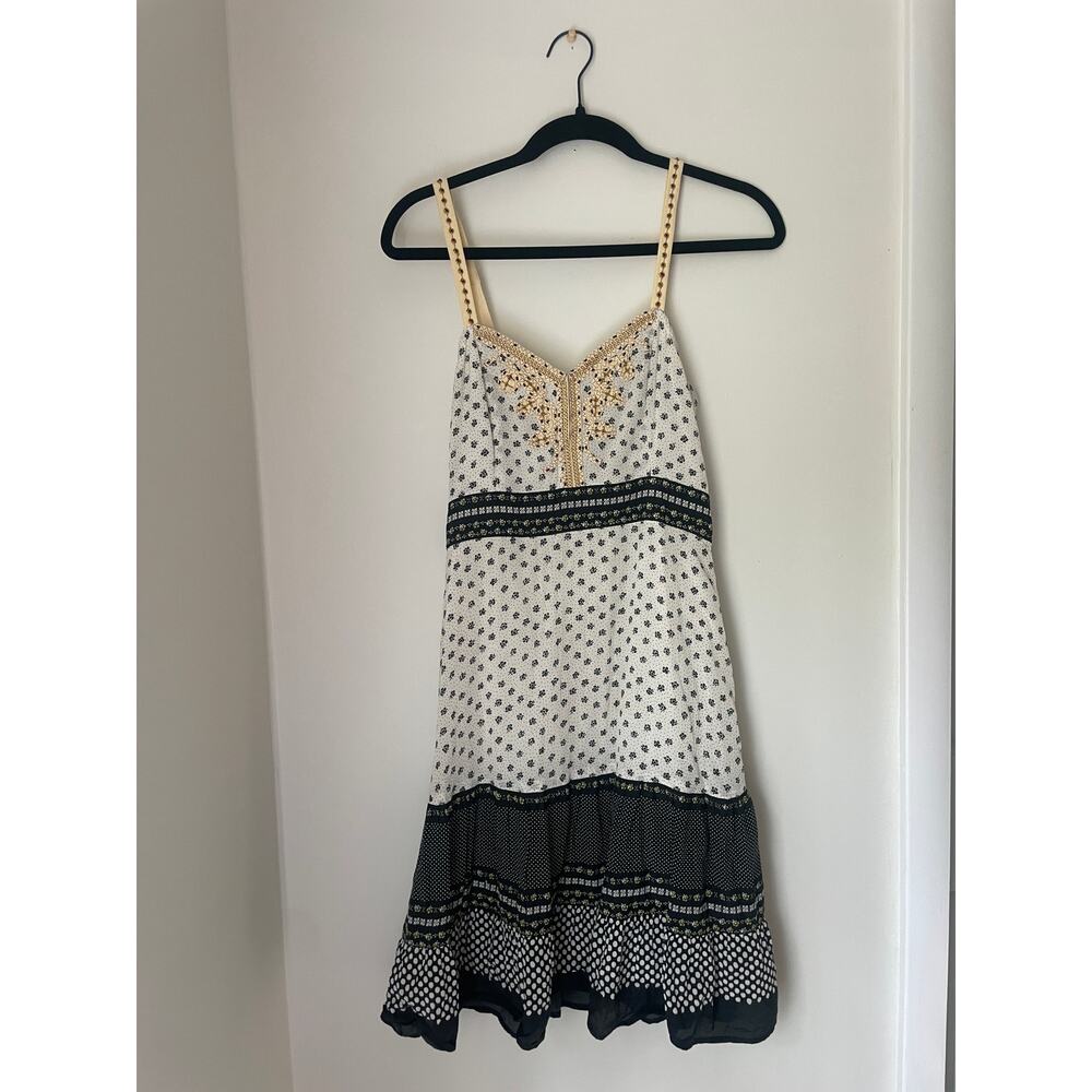 Free People Cream and Black Printed Mini Dress - Picture 2 of 6